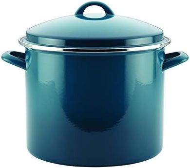 Rachael Ray 12-Quart Blue Enamel Steel Stockpot
