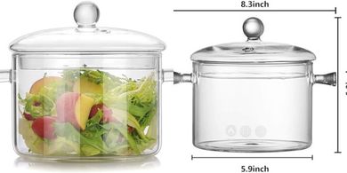 Handmade 1.5L Borosilicate Glass Cookware Set (Saucepan & Pot)
