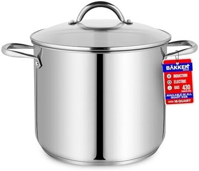 Bakken-Swiss 16-Quart Stainless Steel Stockpot with Lid for Induction Cooking
