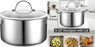 6-Quart Stainless Steel Dutch Oven with Glass Lid
