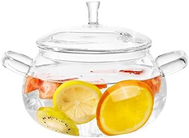 83oz Clear Glass Cooking Pot with Lid for Stovetop
