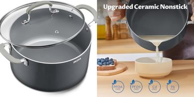 BEZIA 8-Quart Ceramic Nonstick Stock Pot: Induction & All Cooktops, Dishwasher Safe
