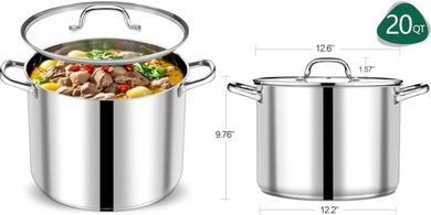 20-Qt Tri-Ply Stainless Steel Stock Pot with Lid
