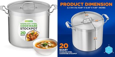 NutriChef 20-Quart Heavy-Duty Stockpot: For all cooktops.
