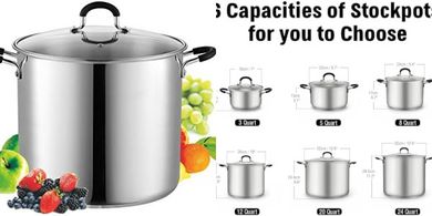 12-Quart Stainless Steel Stockpot with Lid & Cool Handles
