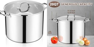 20-Quart Tri-Ply Stainless Steel Stock Pot with Lid
