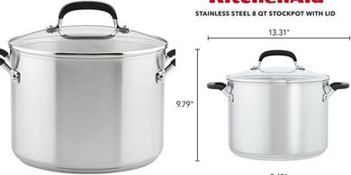 KitchenAid 8-Quart Brushed Stainless Steel Stockpot with Lid
