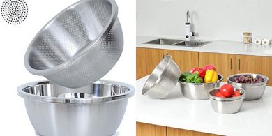 Stainless Steel Microporous Colander & Bowl Set (2QT, 2-Piece)
