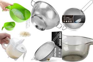 6-Piece Rice Strainer with Handle Set