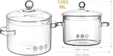 1350ml Glass Stockpot with Lid
