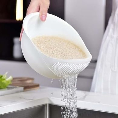 White Plastic Colander:  Easy-Clean Rice, Bean, & Pea Strainer
