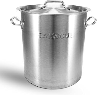 GasOne 20qt Stainless Steel Stockpot with Lid: Heavy-Duty for Brewing & Cooking
